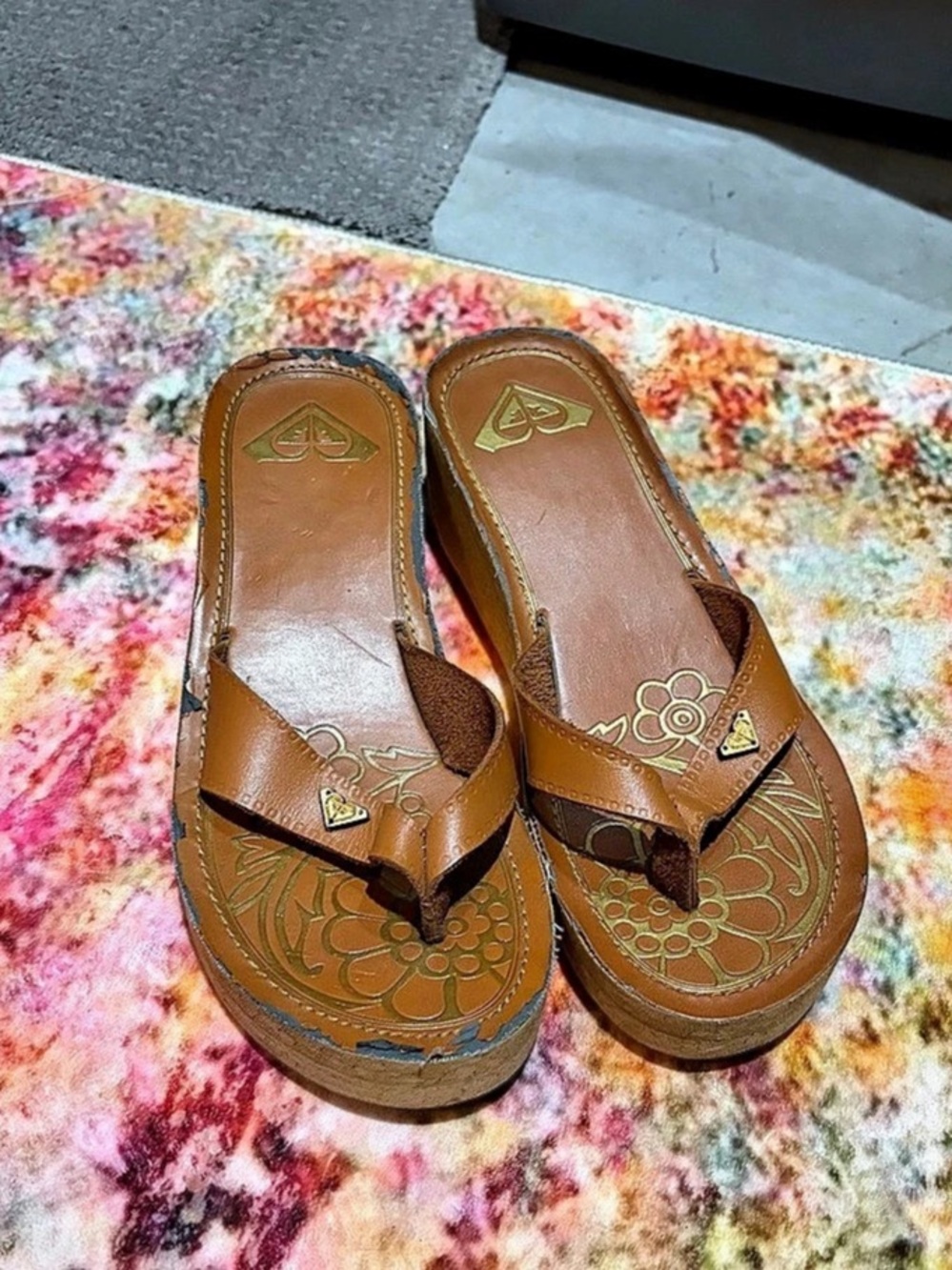 Roxy Brown Wedge Flip Flop Sandals